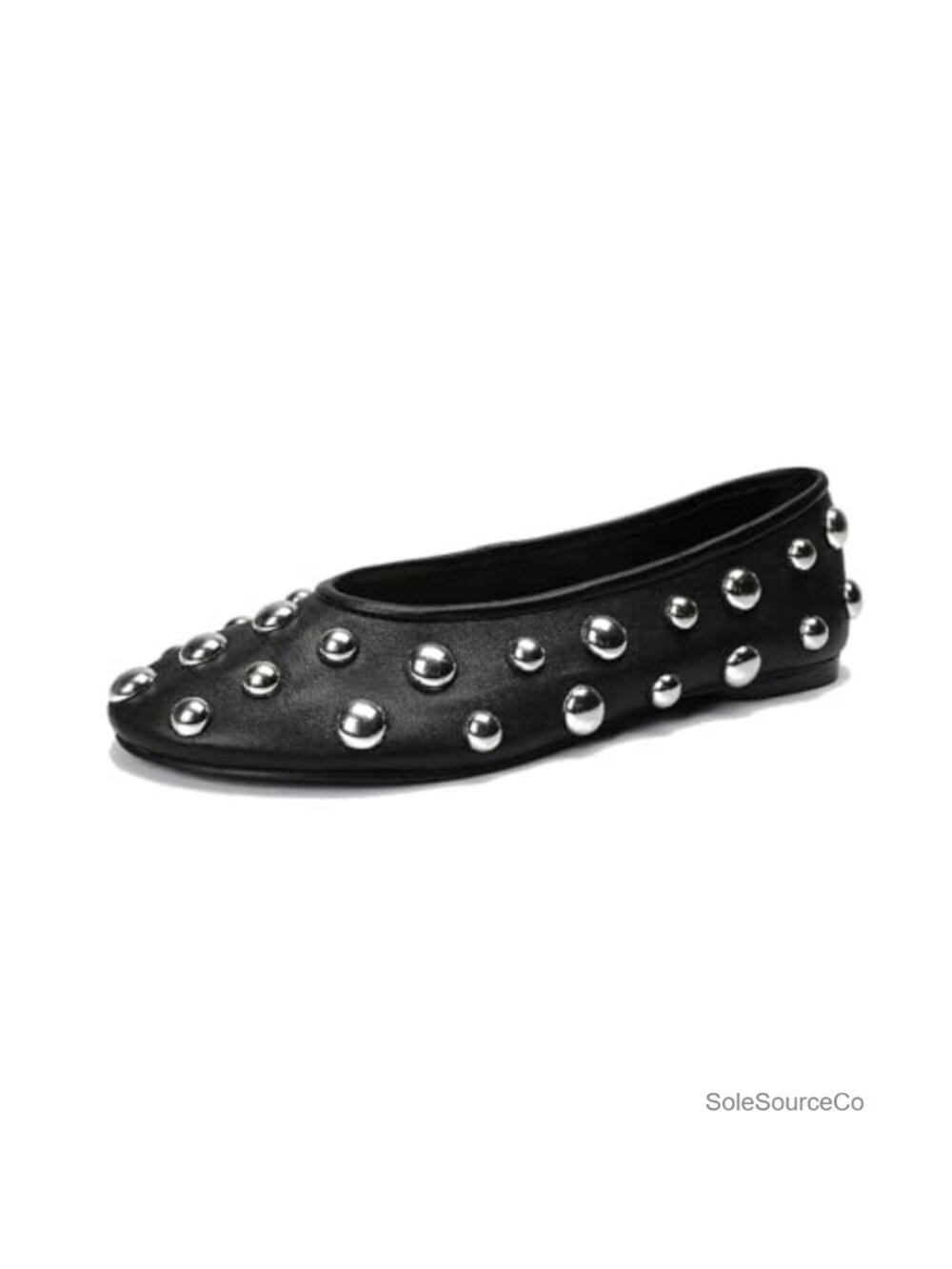 Suede Round Toe Studded Ballet Flats Comfort Slip On Dressy Loafers